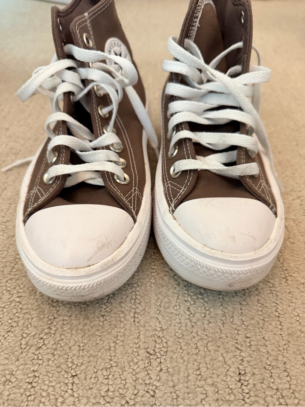 Converse High Top Sneakers in Brown and White - Picture 2 of 4